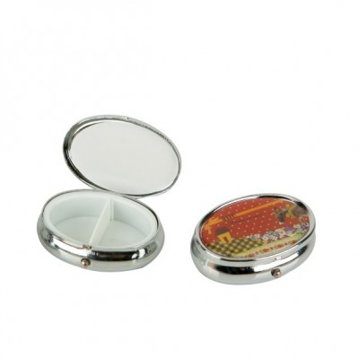 Metal Pill Box In Round Shape With 3 Pill Box Department